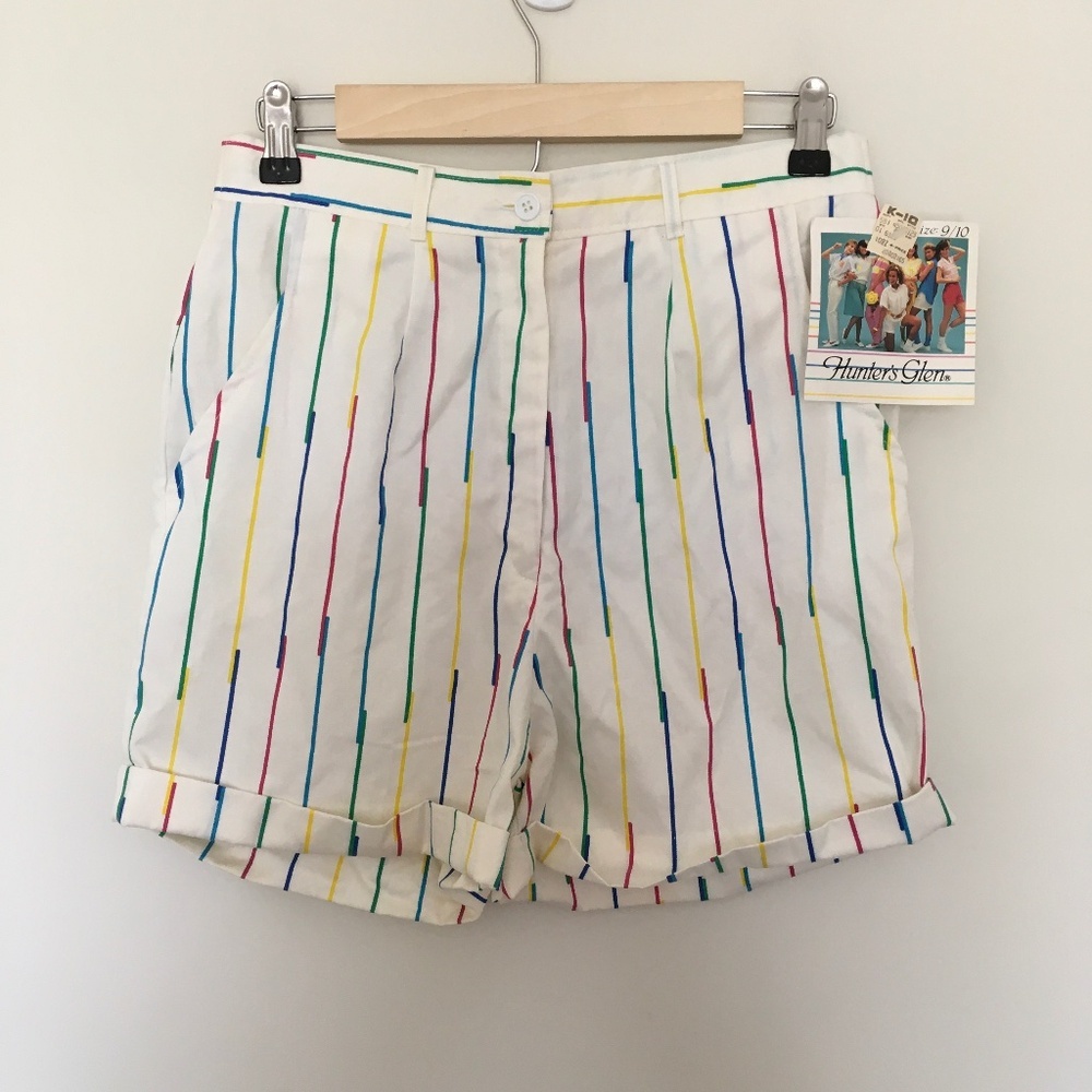 VTG 80s Hunter’s Glen Rainbow Striped Shorts Sz 9/10 High Waisted NOS Japan Made